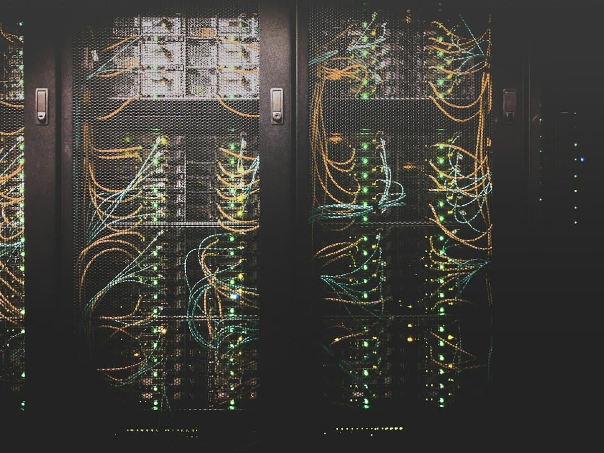 Production Pipeline — server room with network cables and infrastructure